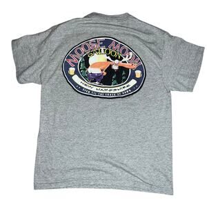 Vintage Moose Moon Saloon New Hampshire Open til Crack of Dawn graphic Tshirt